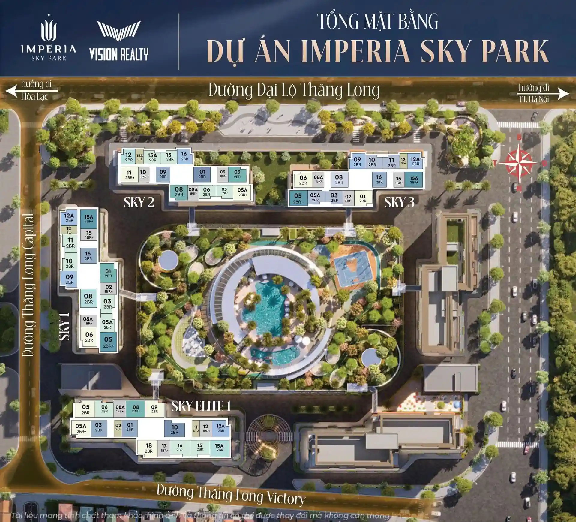 Sơ đồ vị trí các tòa Imperia Sky Park – MIK Nam An Khánh.